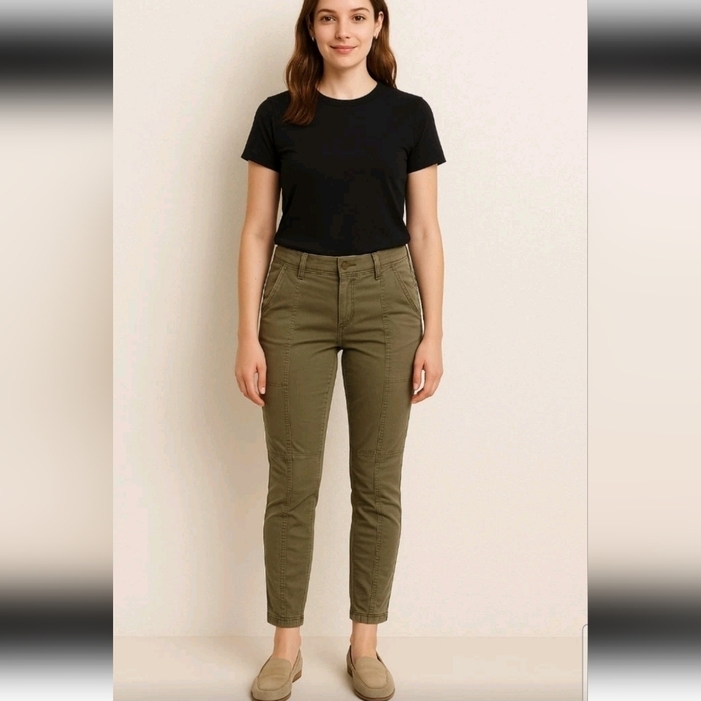 J. Crew Womens Green Ankle Moto Slim Fit Casual Pants 30